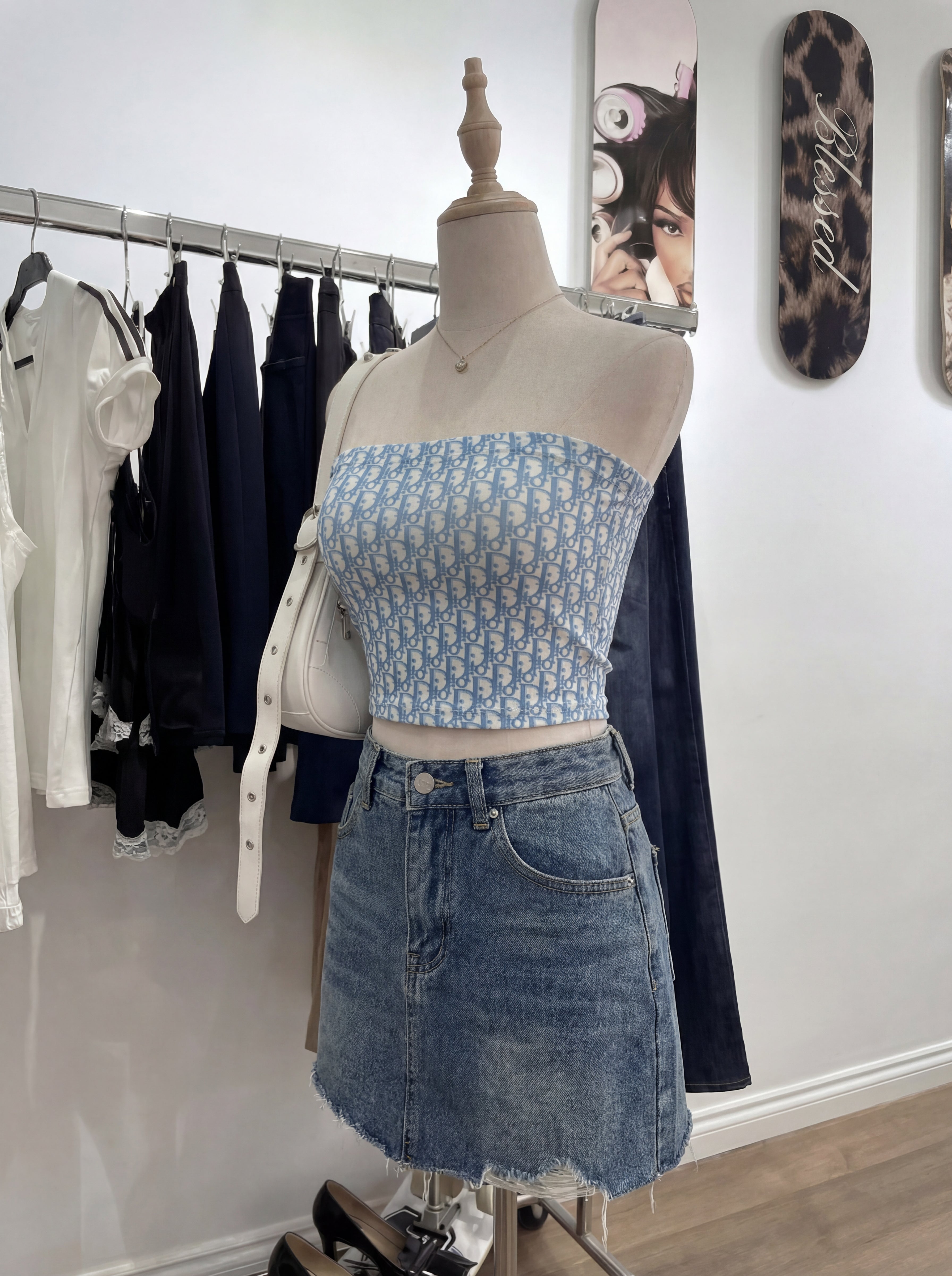 DIOR BLUE/ PINK MONOGRAM TOP