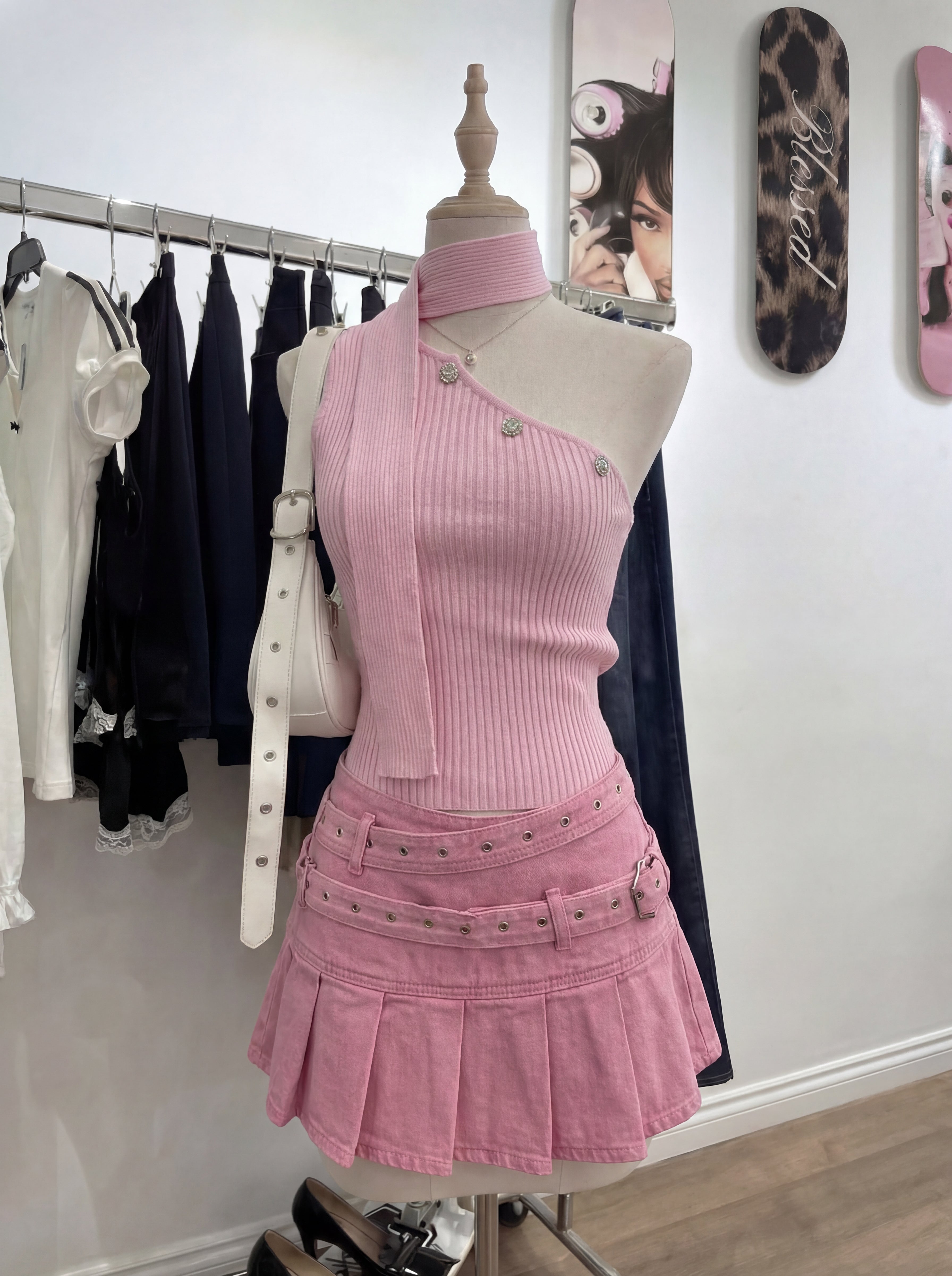 PINK ASYMMETRIC WRAP TOP