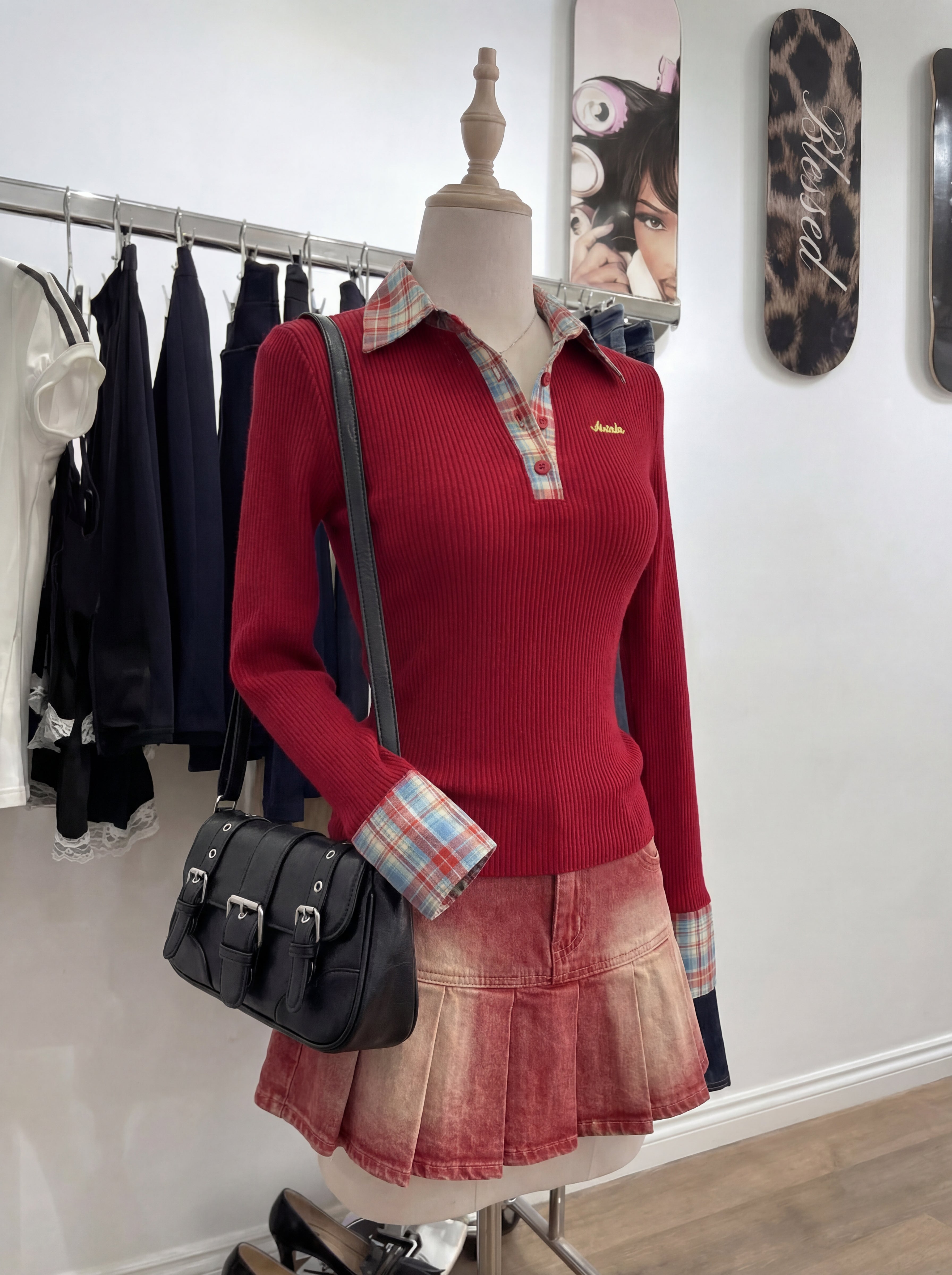 SLIM FIT RED RIBBED POLO